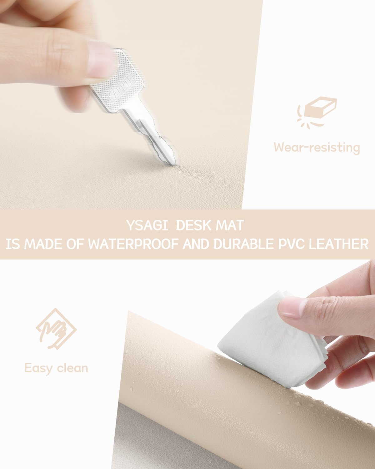 YSAGi Non-Slip Leather Desk Pad, Desk Matt for Desktop, Waterproof Laptop Computer Keyboard Mat