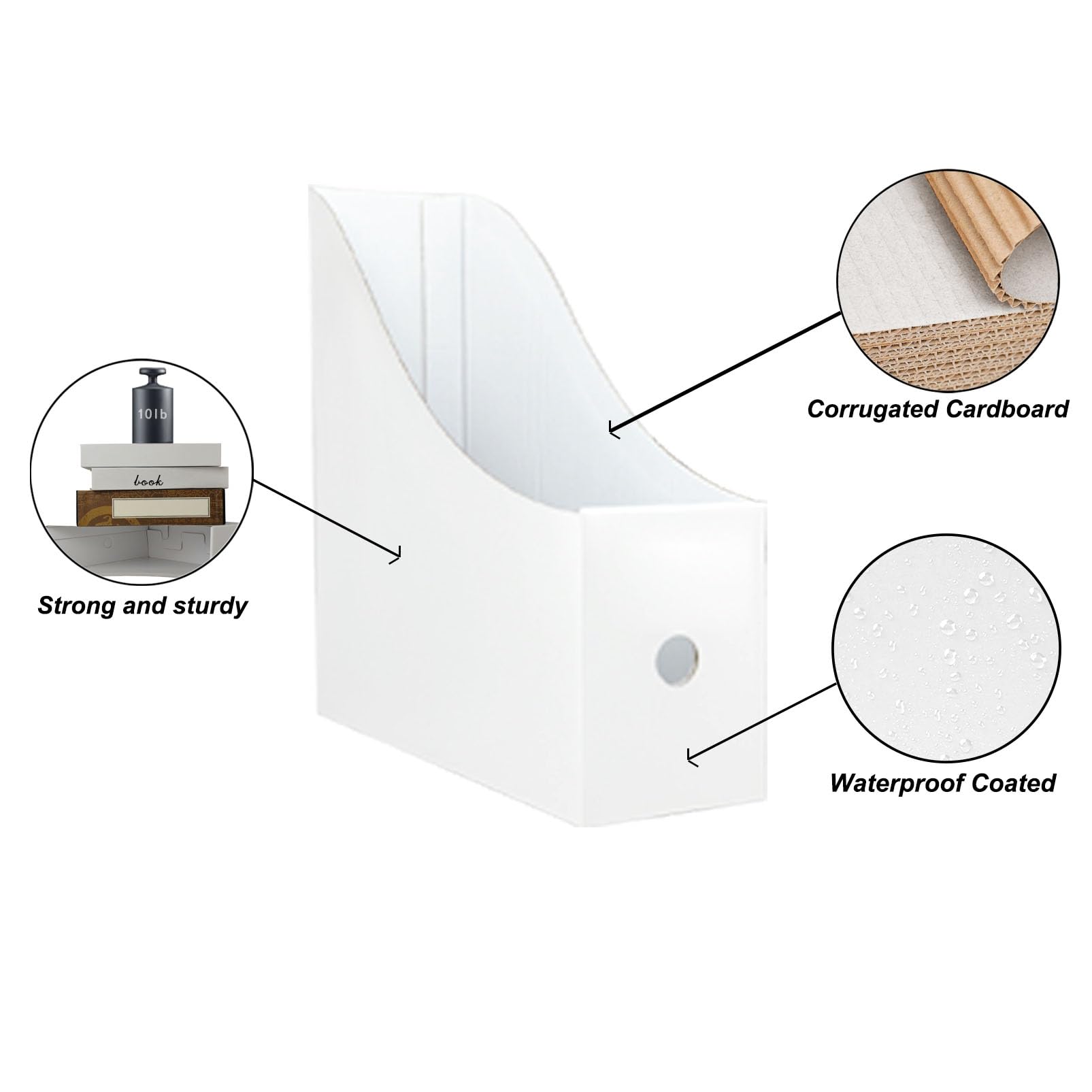 Limitliho 24 Pack White&Black Cardboard Magazine Holder for Desk or Shelves