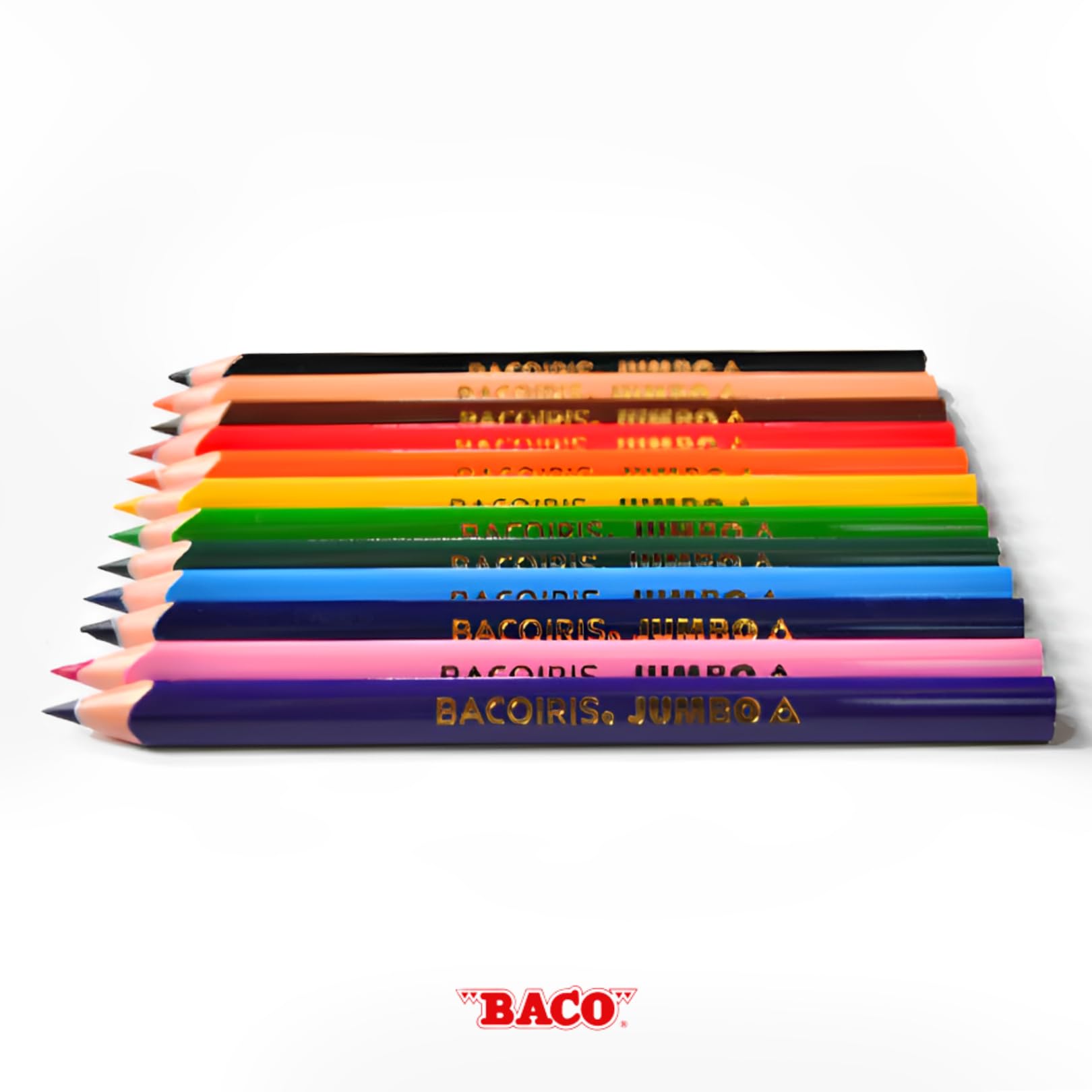 BACO JUMBO Triangular Coloured Pencils Tip 33 mm Rainbow 24 Pieces