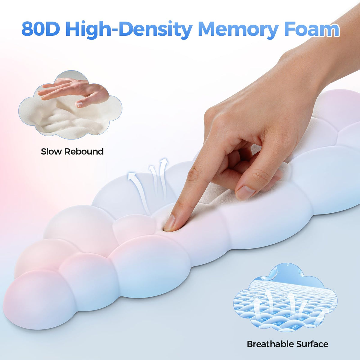 TECKNET Cloud Wrist Rest & Ergonomic Mouse Pad, Cloud Keyboard Wrist Rest with Non-Slip Base, PU