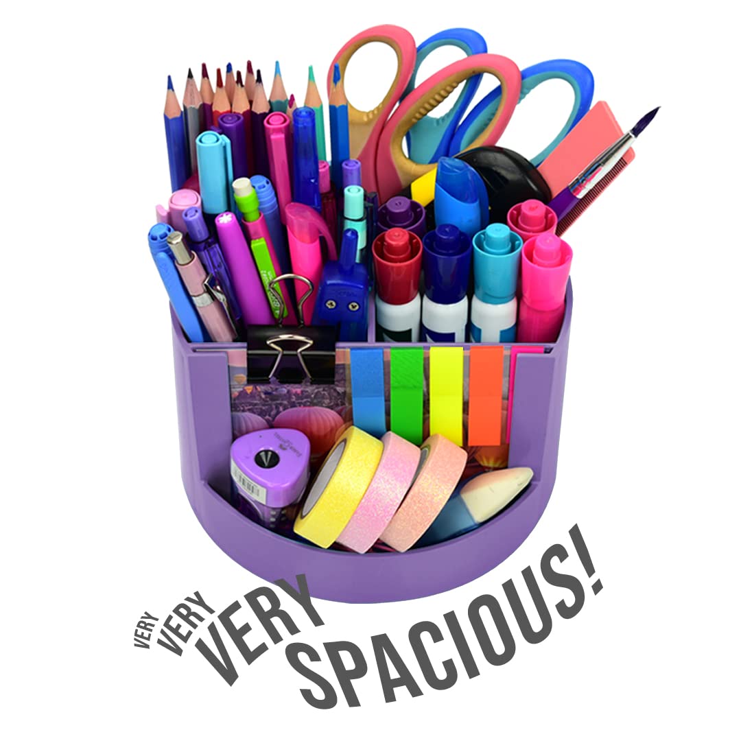 Acrimet Compact Desktop Organizer, 4 Spacious Slots, Round Pencil and Accessories Holder with Photo