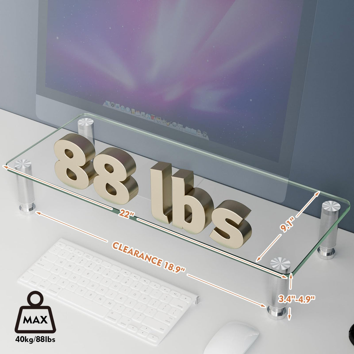 2 Pack Computer Monitor Riser with Height Adjustable Multi Media Desktop Stand for Flat Screen LCD