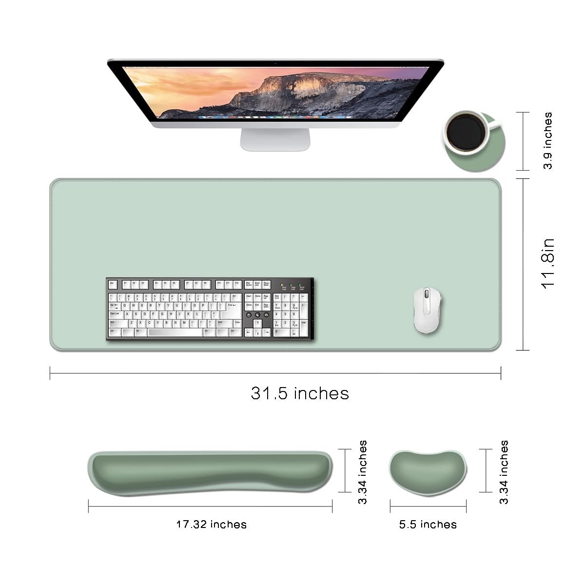 Desk Mat, Large Gaming Mouse Pad with Wrist Rest, 4 in1 XXL Mouse pad+Keyboard Wrist Rest+Mouse Pad