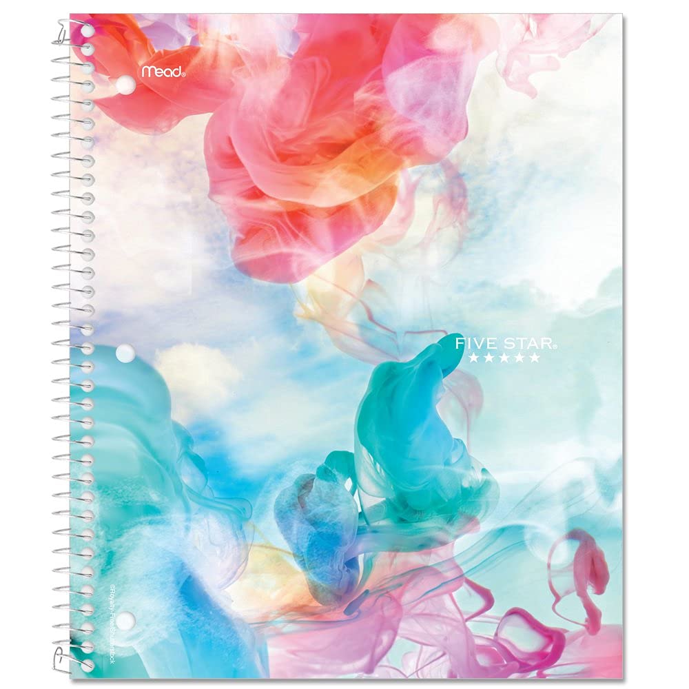 Five Star Spiral Notebooks, 1 Subject, College Ruled, 11" x 8-1/2", Cute Designs Bright Colors, 3