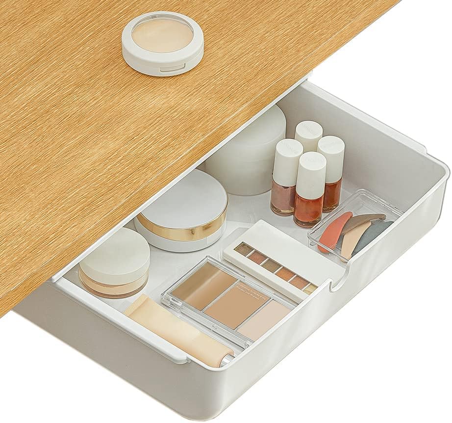 Poeland Under Desk Drawer Self-Stick Storage Organizer for Office Home School, Holders for Desk