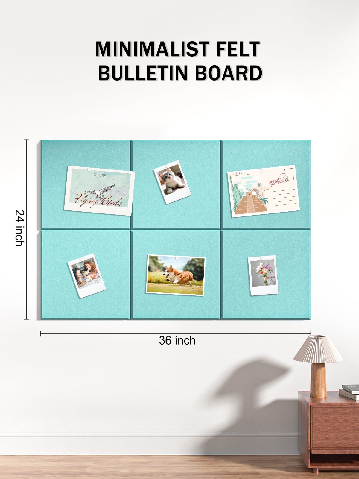 Hsurbtra Large Cork Board for Wall 36 x 24 Inch, 6 Pack Felt Bulletin Notice Board with Pushpins
