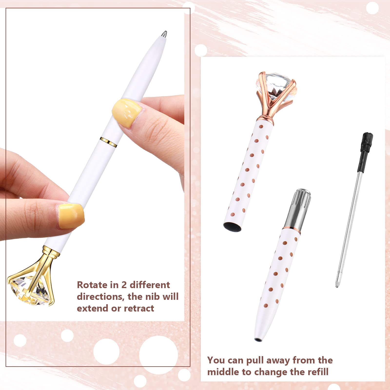 Leinuosen 50 Pcs Diamond Bridal Showers Pen Bulk, Light Color
