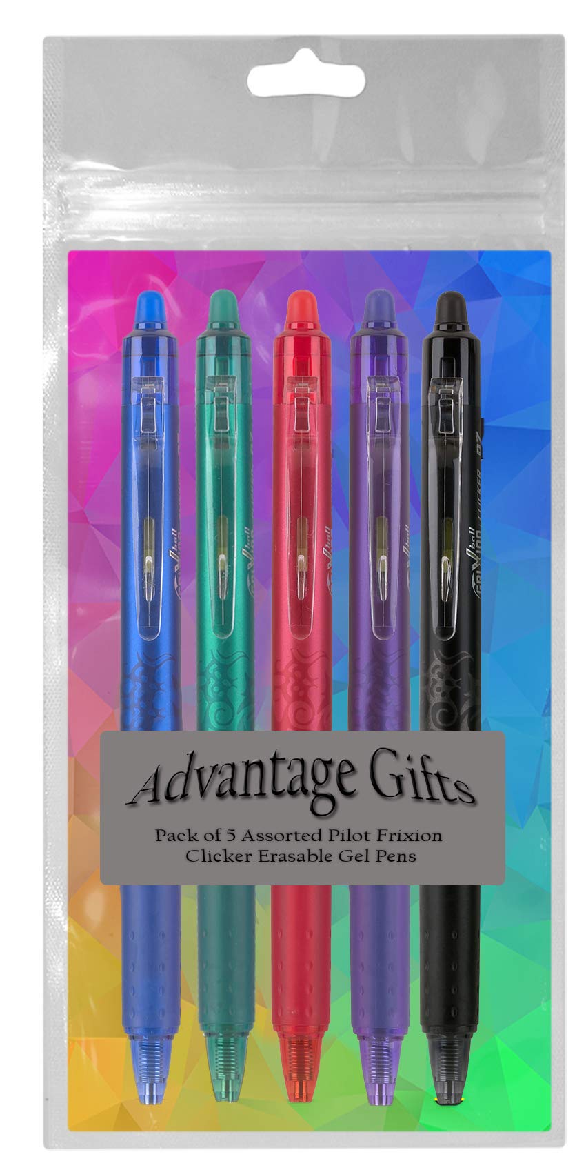 Advantage Gifts Clicker Retractable Erasable Gel Pens Fine Point (.7mm) Assorted Colors