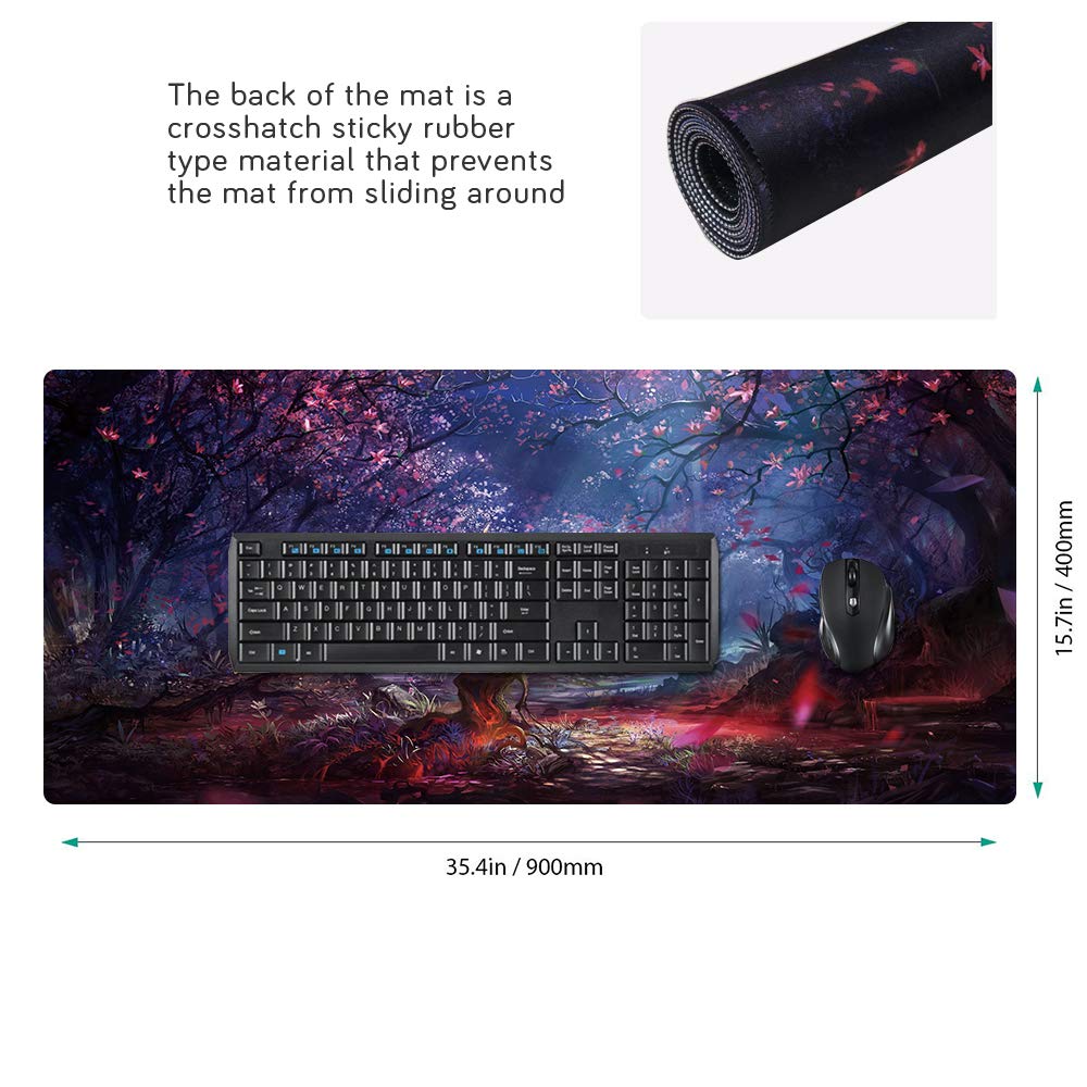 Cmhoo XXL Professional Large Mouse Pad & Computer Game Mouse Mat (35.4x15.7x0.1IN, 90x40 Forest)