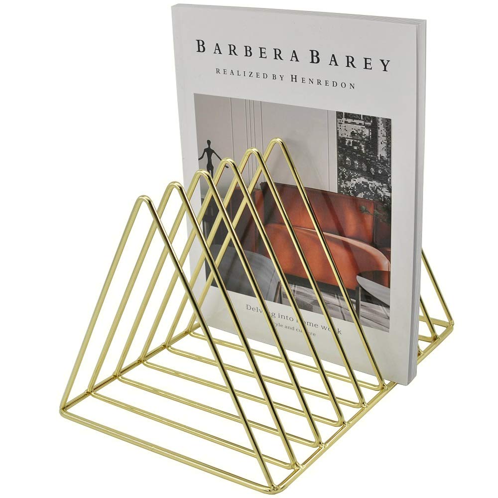 EASEPRES 9 Slot Magazine Rack Book Record Holder, Desktop Iron Storage Rack Bookshelf Multifunction