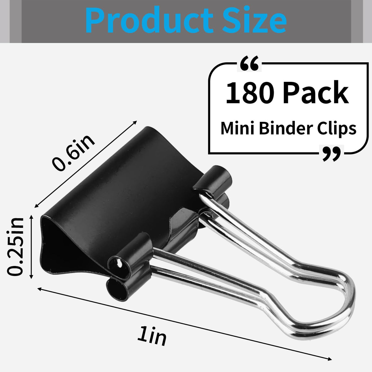 180Pcs Small Binder Clips, Mini Binder Clips, Clips Office Supplies