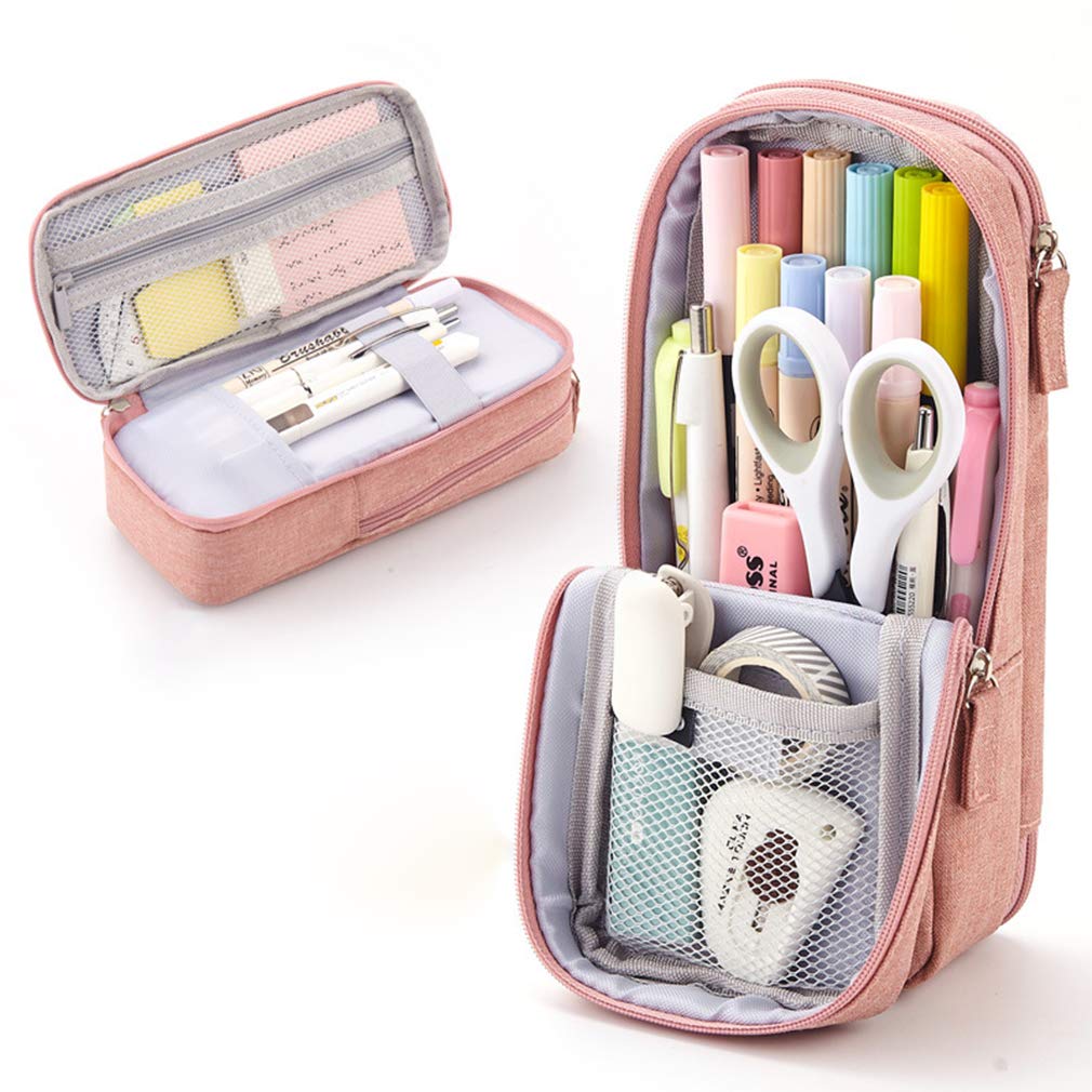 iSuperb Standing Pencil Case 2 Compartments Pencil Pouch Magnetic Mobile Phone Holder Bracket Pen