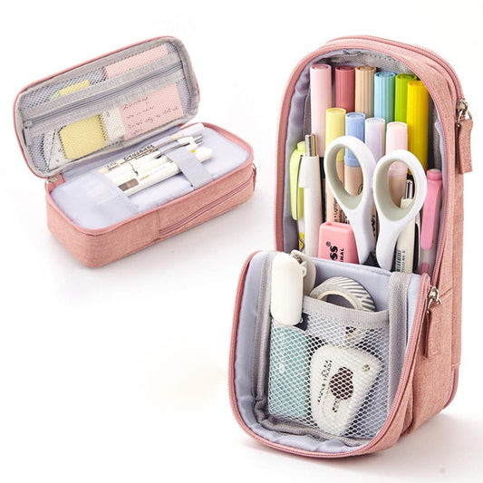 iSuperb Standing Pencil Case 2 Compartments Pencil Pouch Magnetic Mobile Phone Holder Bracket Pen