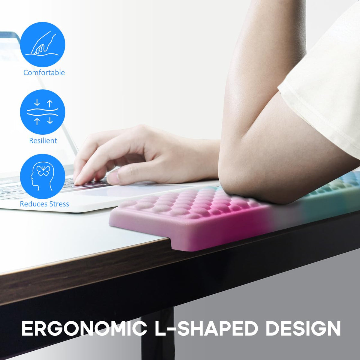JIKIOU L-Shaped Desk Elbow Pad for Desk,Memory Foam Elbow Support Pad 2Pack