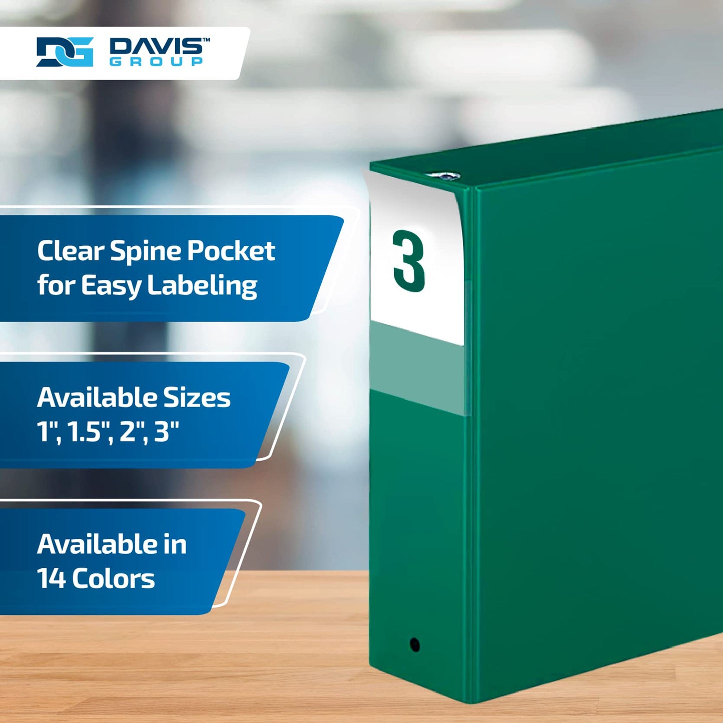 Premium Economy 3-Ring Binder, Spine Label, 3" Round Rings, Green, 6 Pack