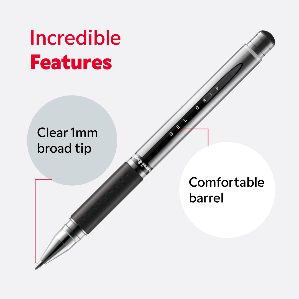 uni-ball Gel Impact Pens, 0.7 mm, Black (12-Pack)