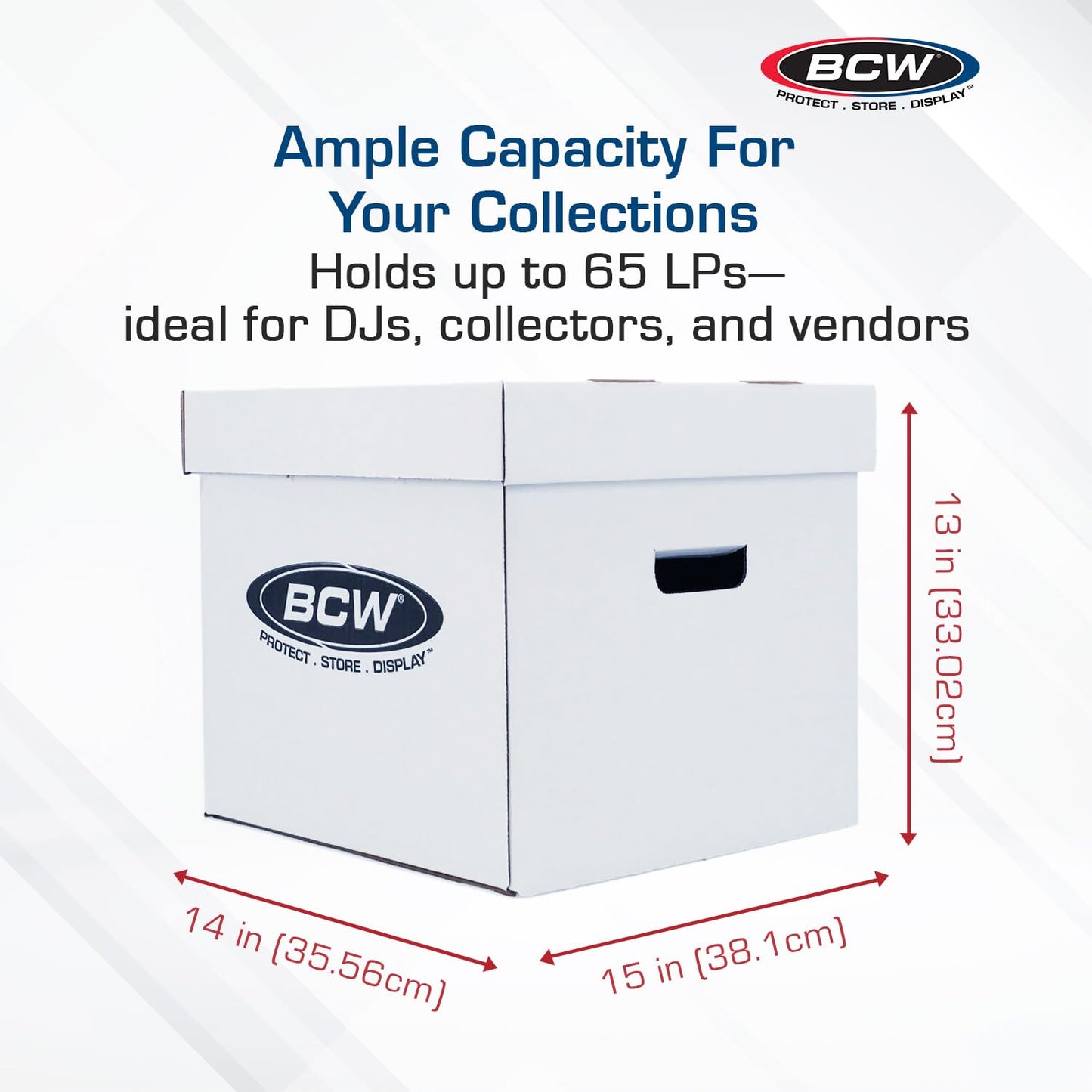 BCW 33 RPM Vinyl Record Storage Boxes, Holds 65 12-Inch LPs Each, 5 Pack