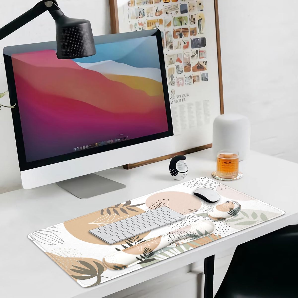 4-in-1 Large Mouse Pad, Keyboard Wrist Rest Pad & Wrist Support Mousepad Set, Extended Desk Pad