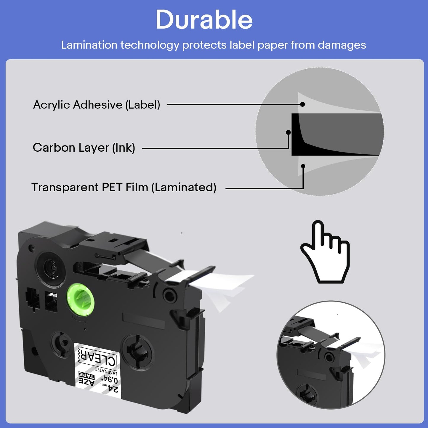 GREENCYCLE Compatible for Brother P-Touch TZe-151 TZe151 AZE Tape 24mm 0.94 Inch 1" Black on Clear
