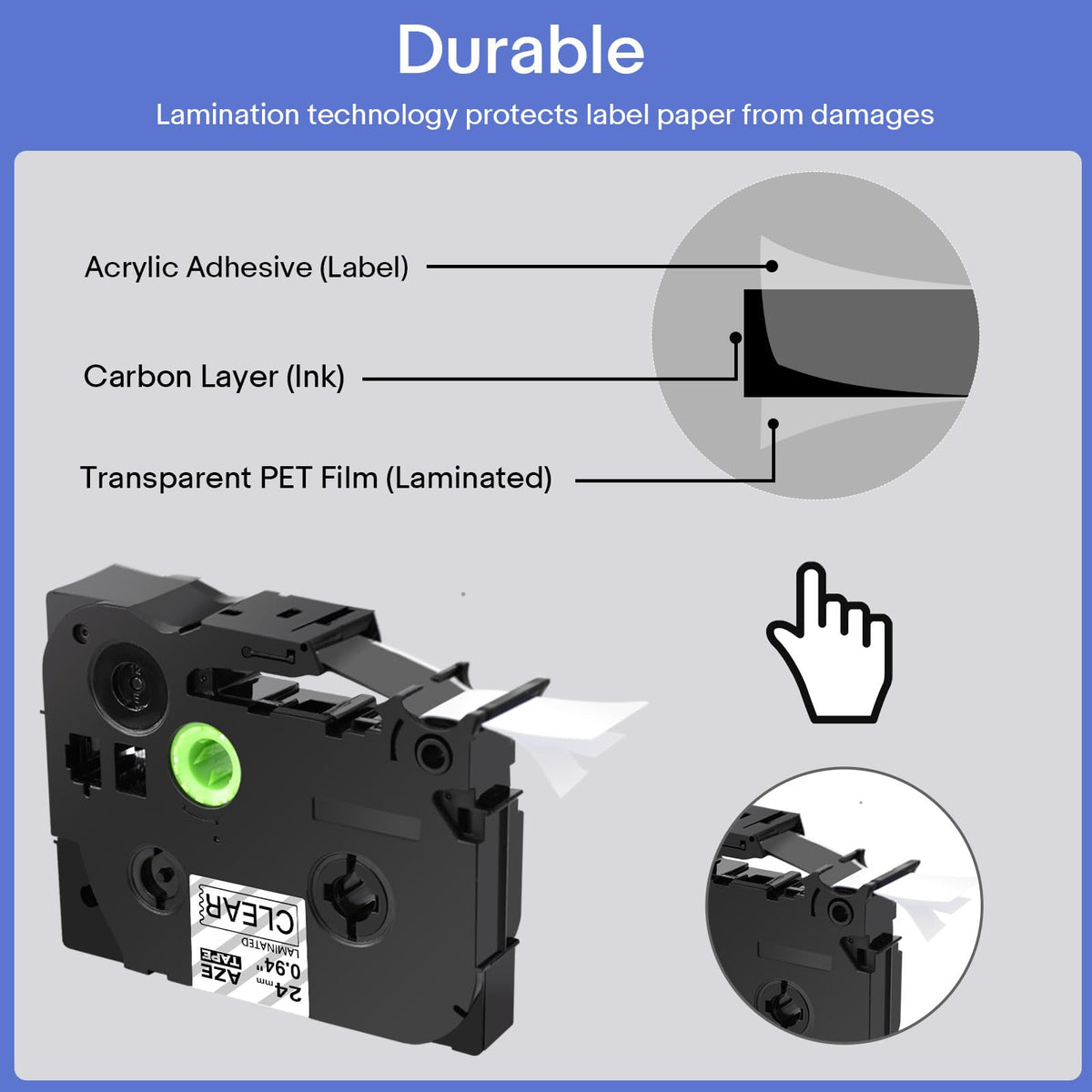 GREENCYCLE Compatible for Brother P-Touch TZe-151 TZe151 AZE Tape 24mm 0.94 Inch 1" Black on Clear