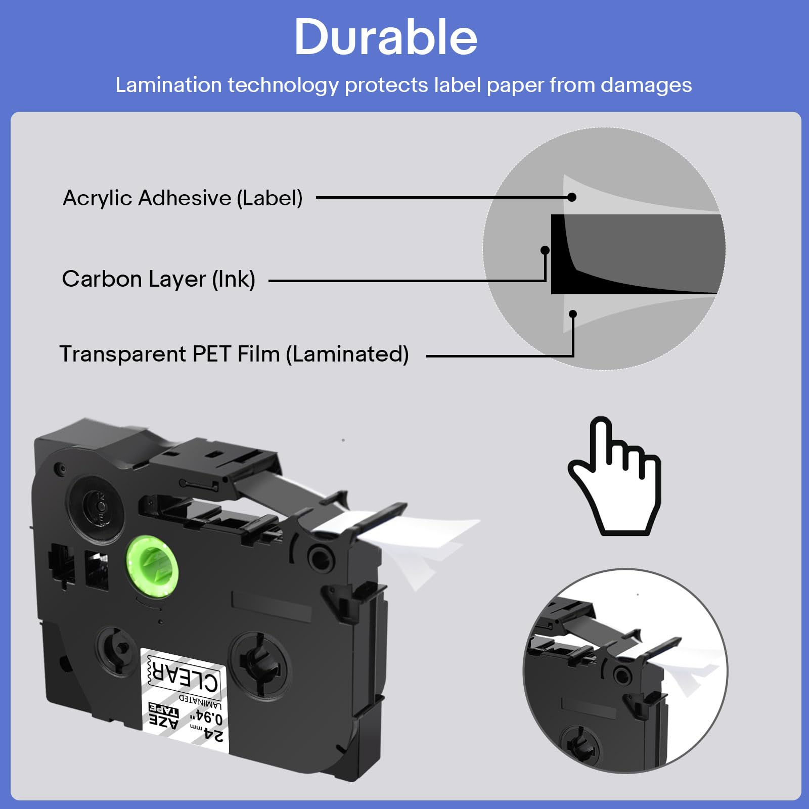 GREENCYCLE Compatible for Brother P-Touch TZe-151 TZe151 AZE Tape 24mm 0.94 Inch 1" Black on Clear