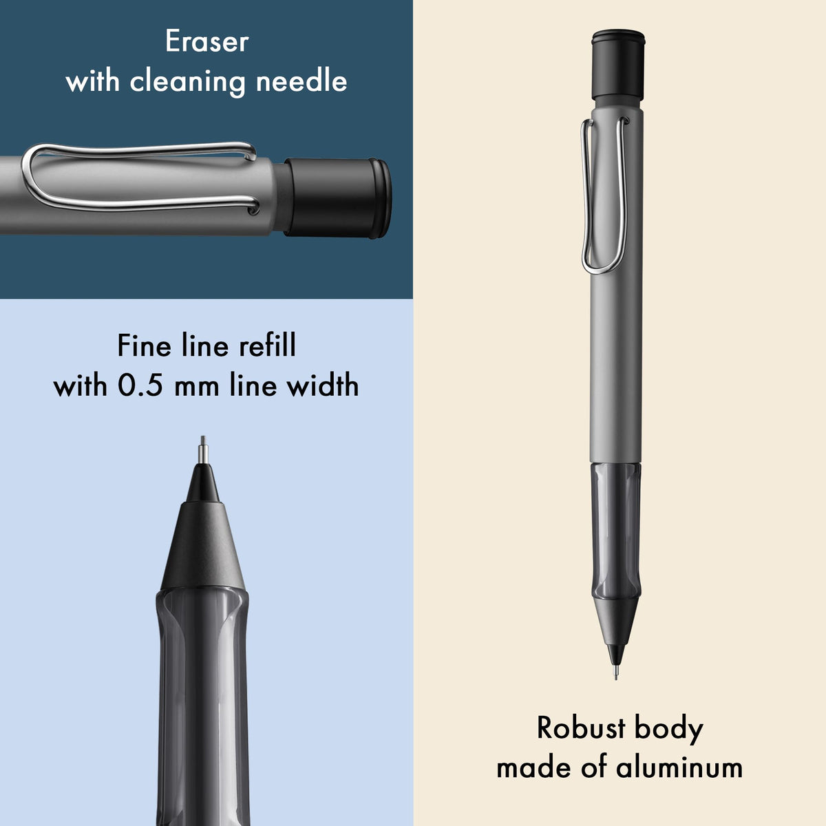 LAMY AL-star graphite - Mechanical Pencil with transparent, ergonomic grip & lightweight aluminum