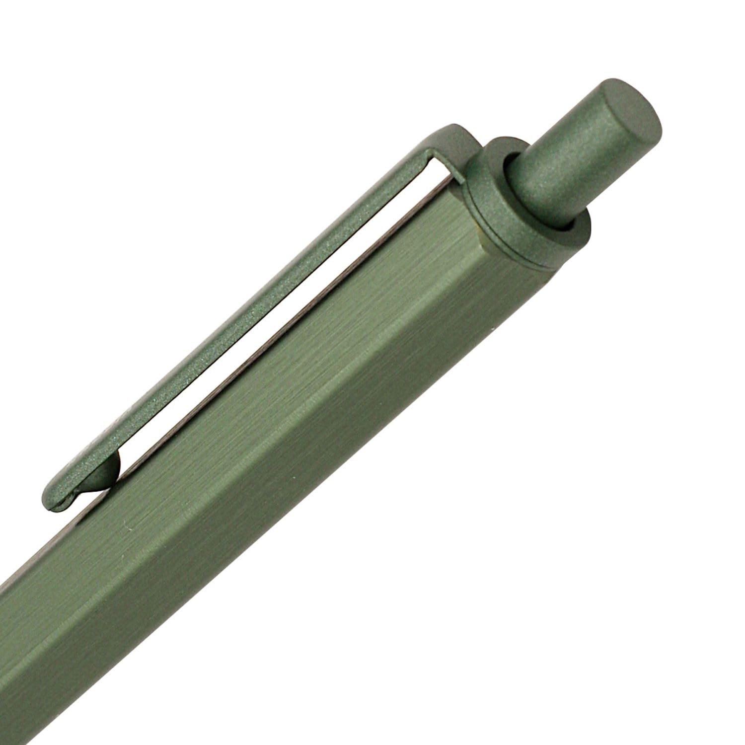 RHODIA 9387C - scRipt Refillable Ballpoint Pen Hexagonal Brushed Aluminium Barrel - Sage - 0.7 mm
