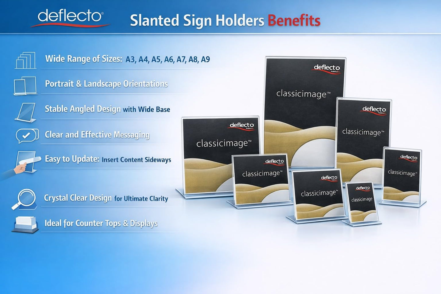 Deflecto A7 Landscape Slanted Sign Holder