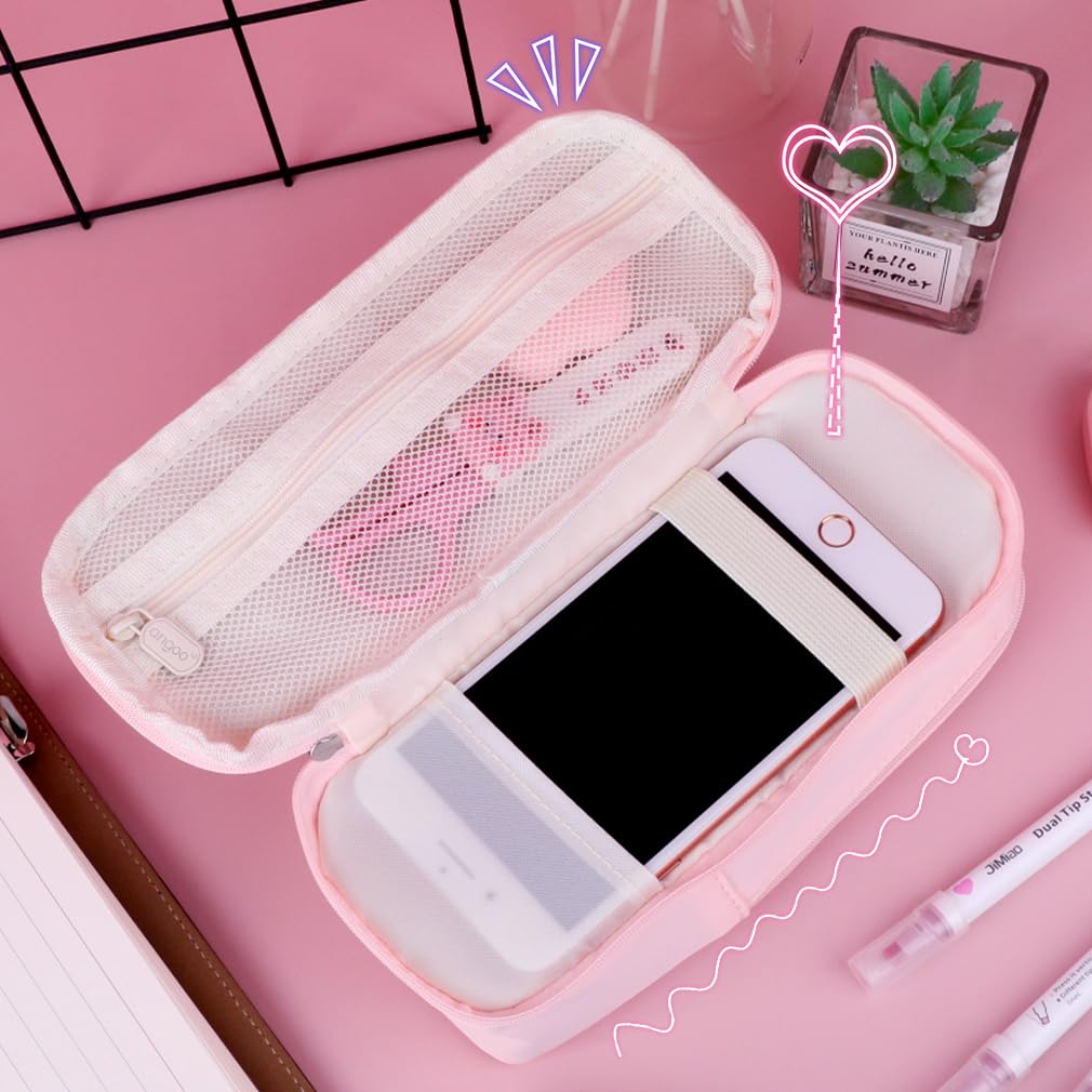 iSuperb Standing Pencil Case 2 Compartments Pencil Pouch Magnetic Mobile Phone Holder Bracket Pen