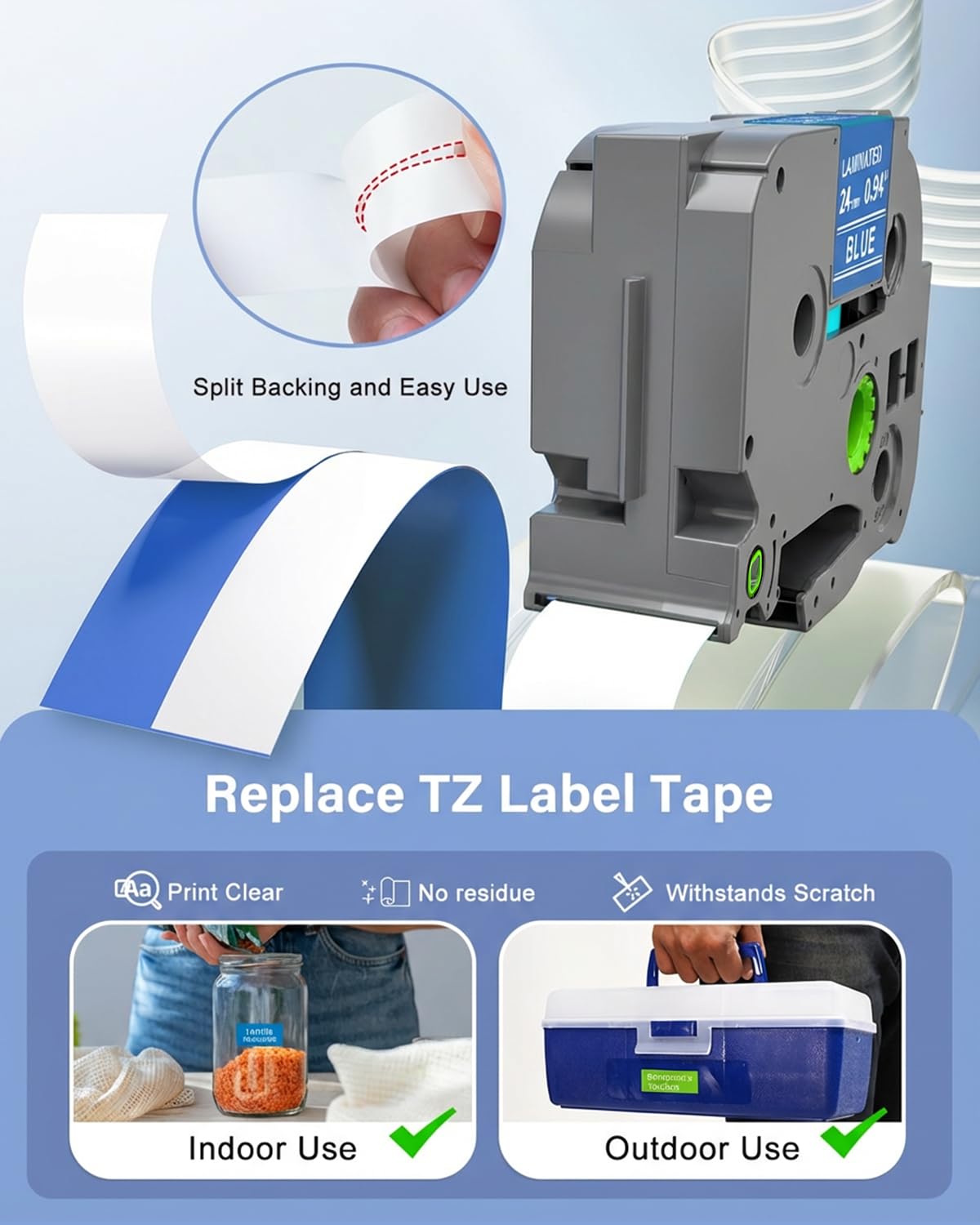 24mm TZ Tape Replacement for TZe Tape 24 mm 0.94 P-Touch TZe Laminated