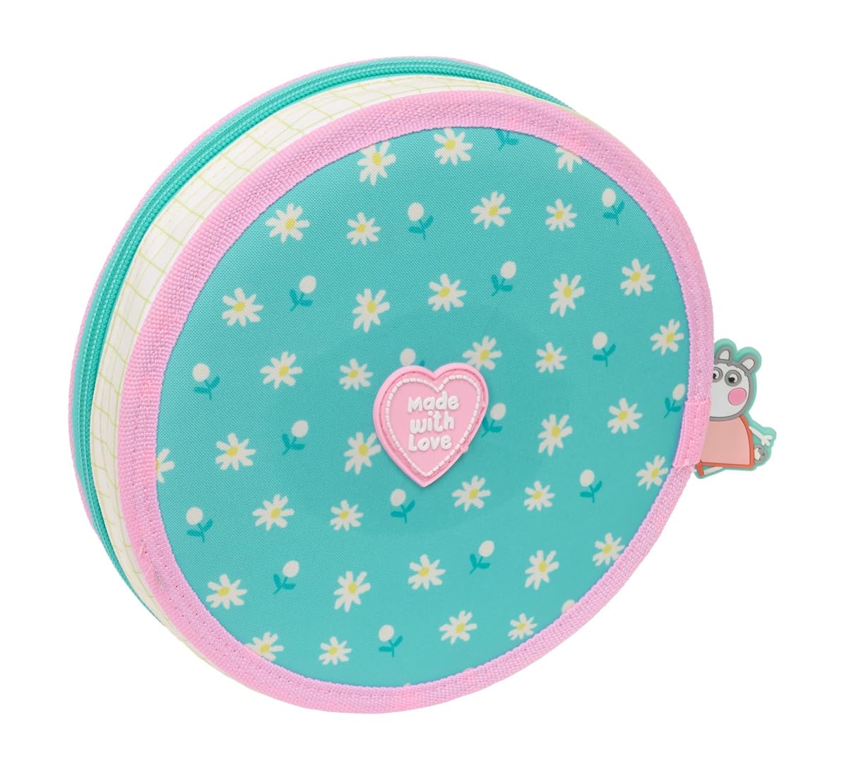 PEPPA PIG PRETTY Flowers Round Pencil Case, 18 Pieces, Easy Cleaning, Pencil Case for Children