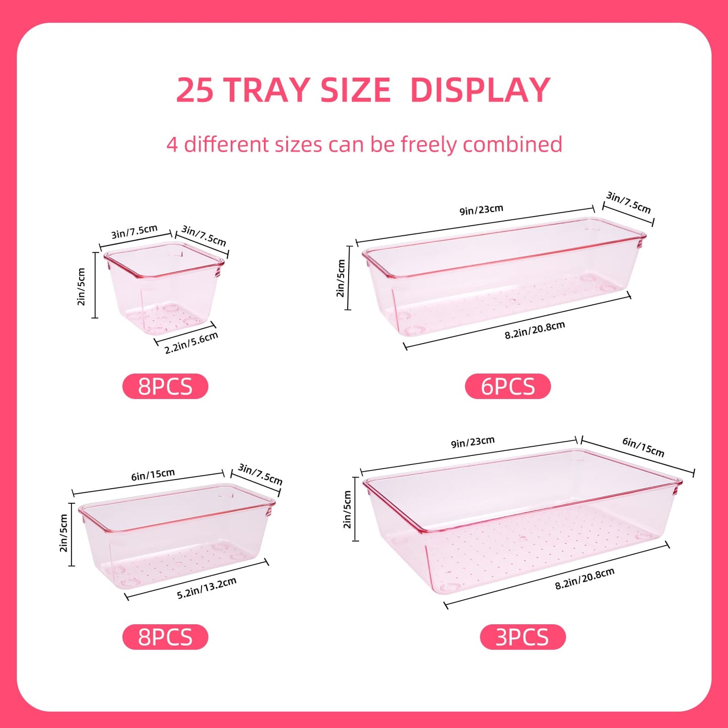 Trotianingyu Kitchen Desk Drawer Organizers Storage for Office, Small Acrylic Vanity Trays Makeup