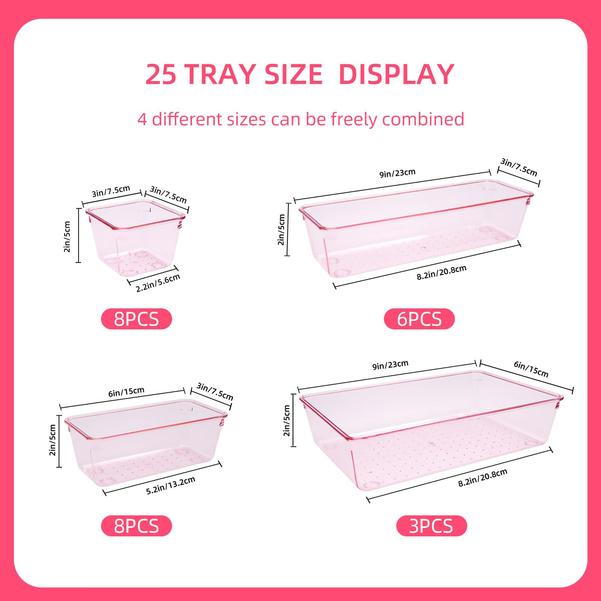 Trotianingyu Kitchen Desk Drawer Organizers Storage for Office, Small Acrylic Vanity Trays Makeup