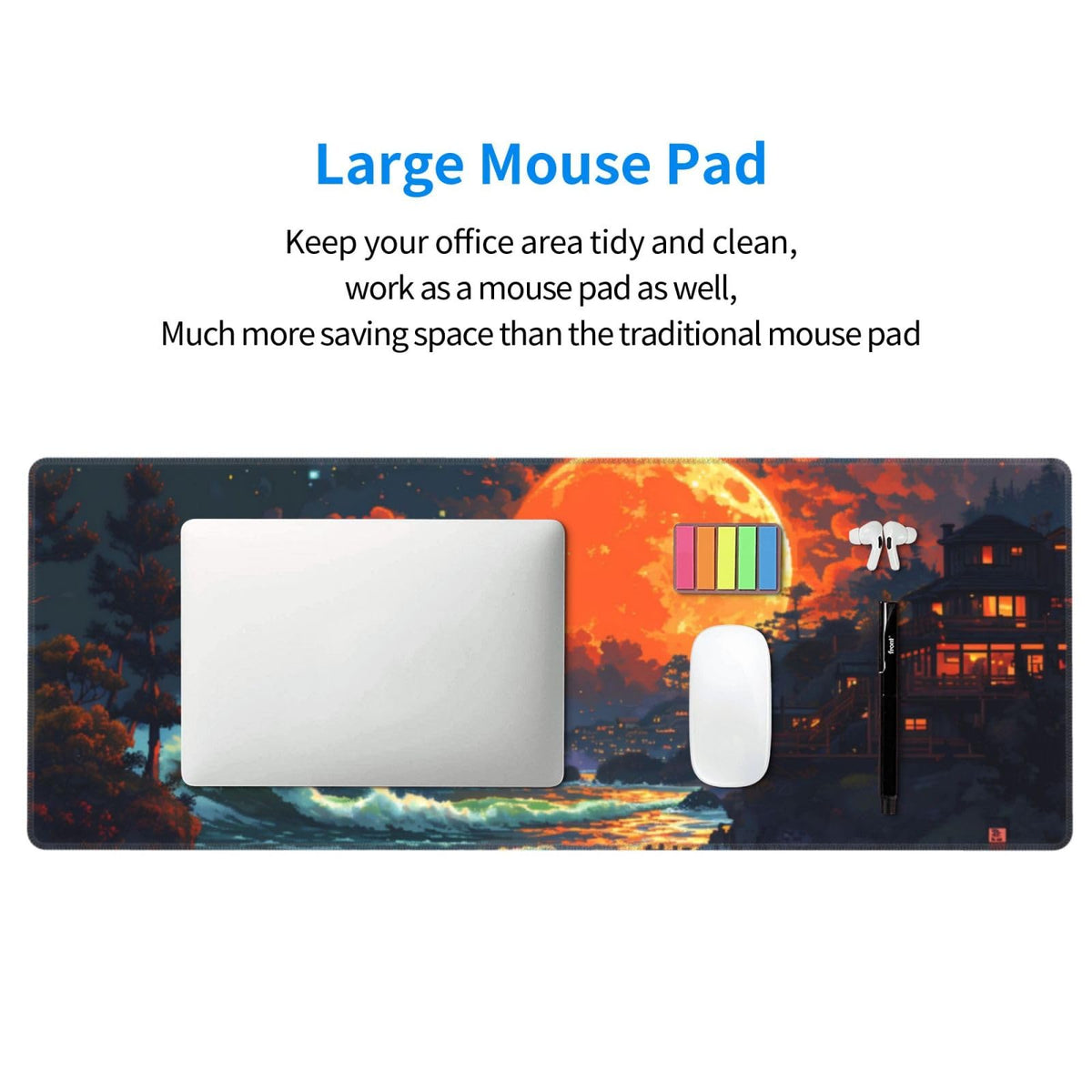 Gaming Mouse Pad Desk Pad,Extended Big Mouse Pad,31.5x11.8 Inch Long Computer Keyboard Mouse Mat