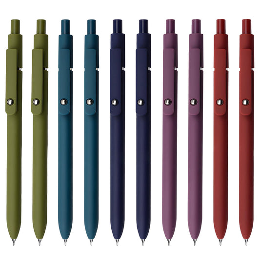 UIXJODO Gel Pens, 10 Pcs 0.5mm Black Ink Pens Fine Point Smooth Writing Pens with Silicone Grip