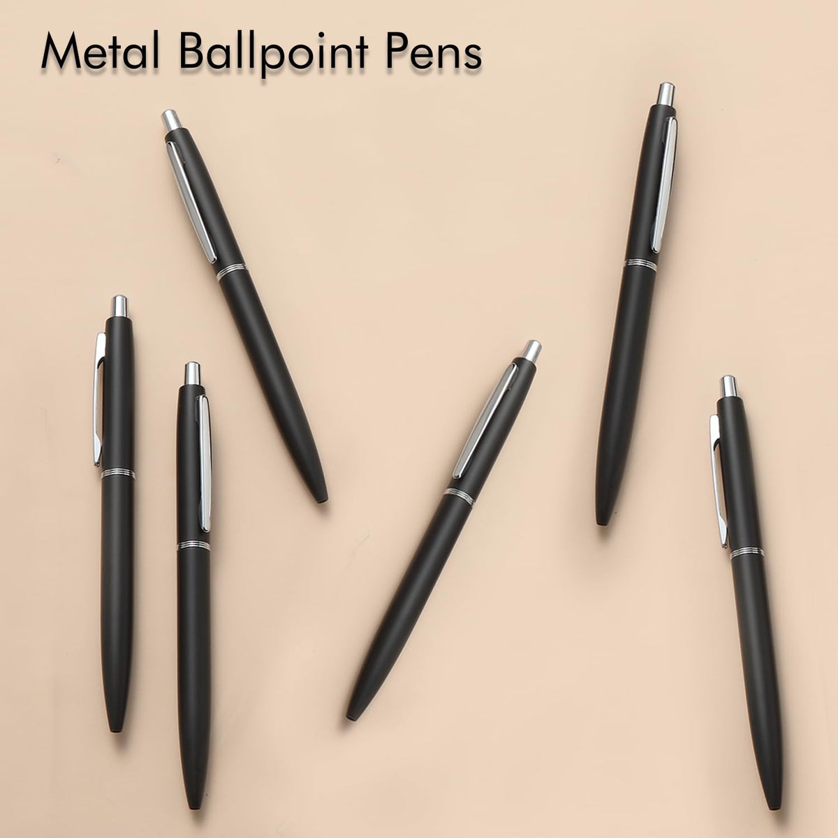 ChaoQ 6 Pcs Retractable Metal Ballpoint Pens, for Gift, Business, Office