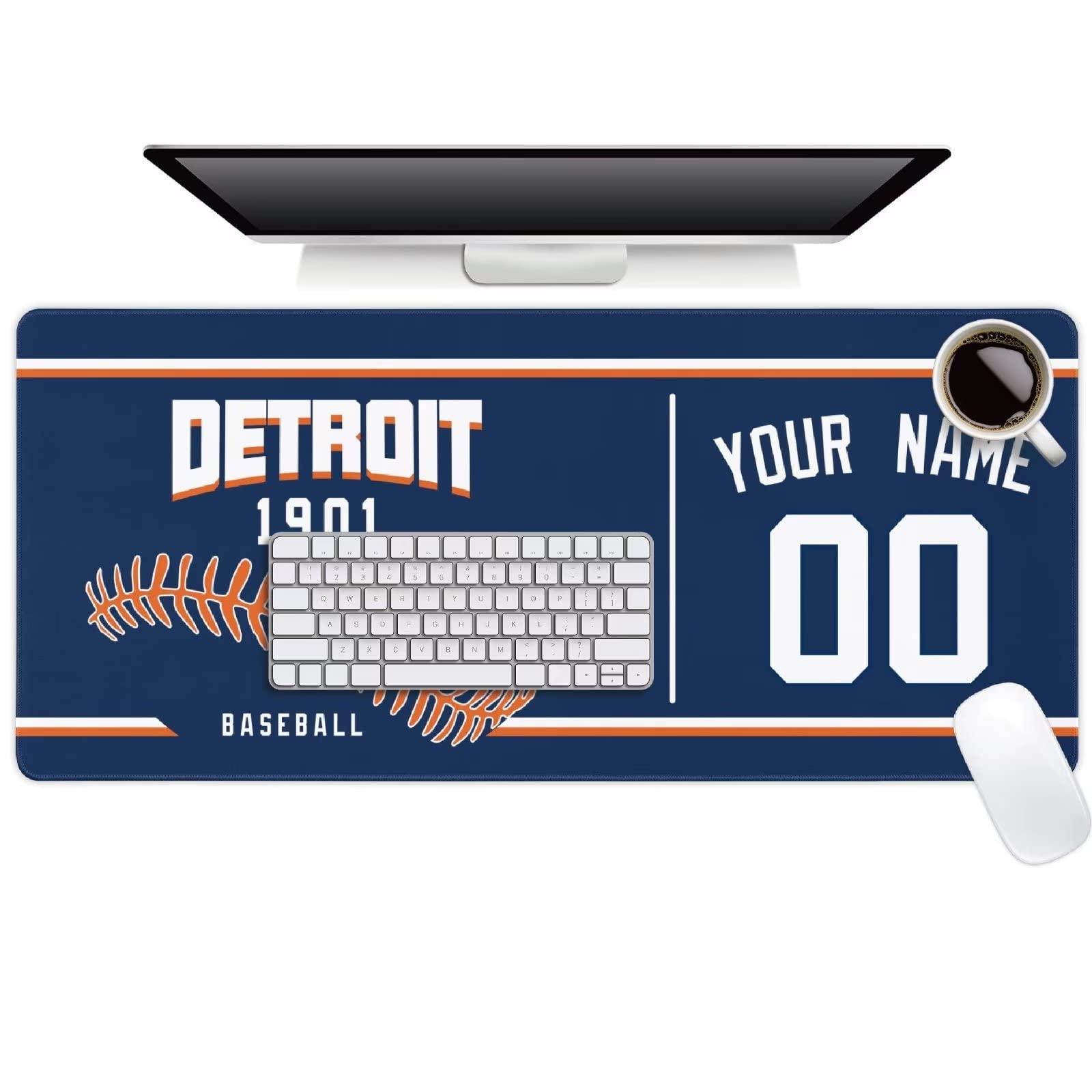Detroit Mouse Pad Custom Any Name and Number Personalized Desk Pad for Men Women Youth Gifts