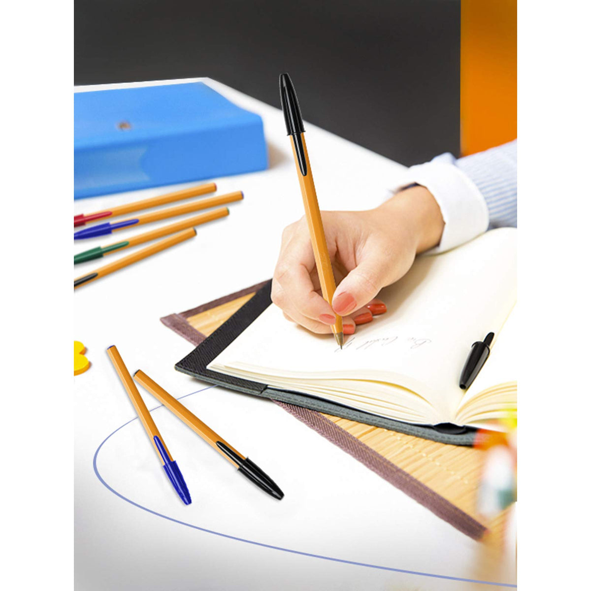 BIC Orange Fine, Ballpoint Pens, Writing Pens with Long-Lasting Ink, Fine Point (0.8 mm), Black