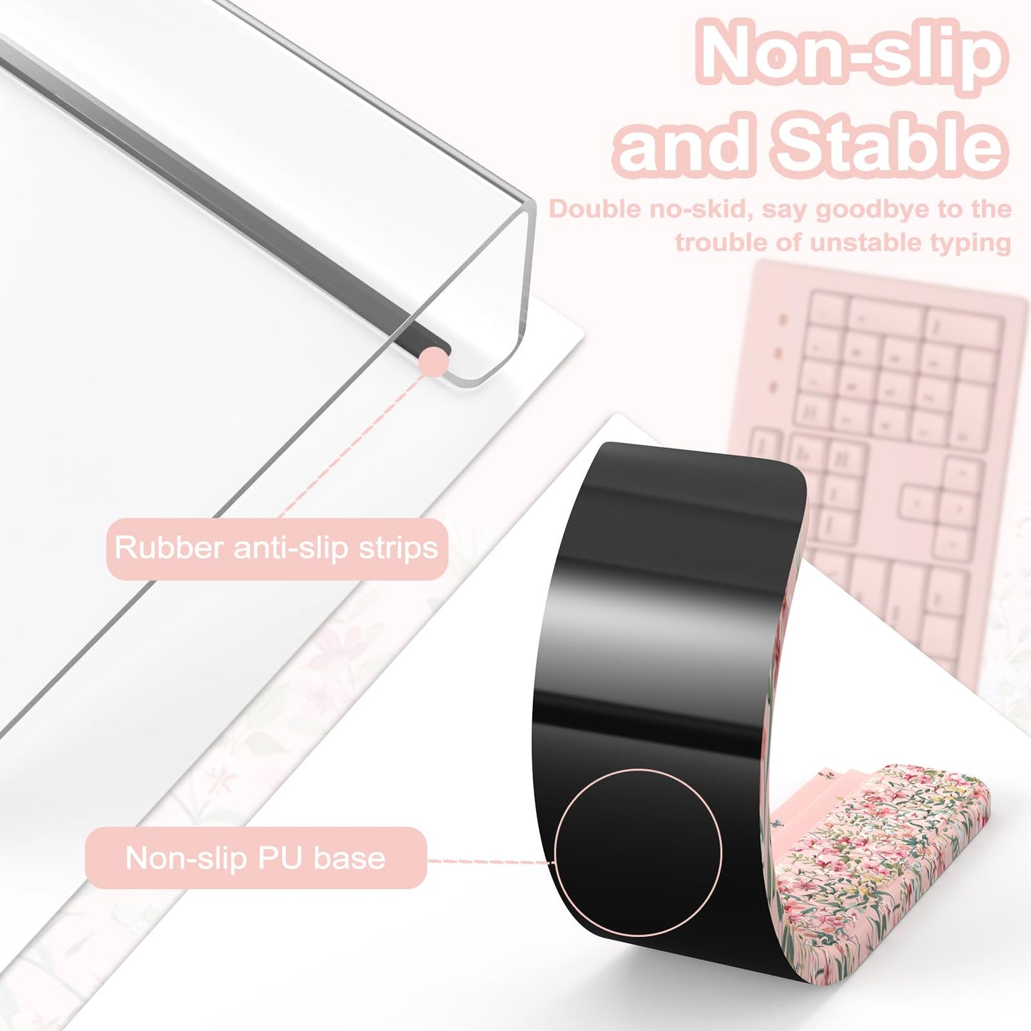 HAOCOO Ergonomic Keyboard Rest Wrist Pad,Comfortable Keyboard Wrist Rest Holder, 3-Level Height