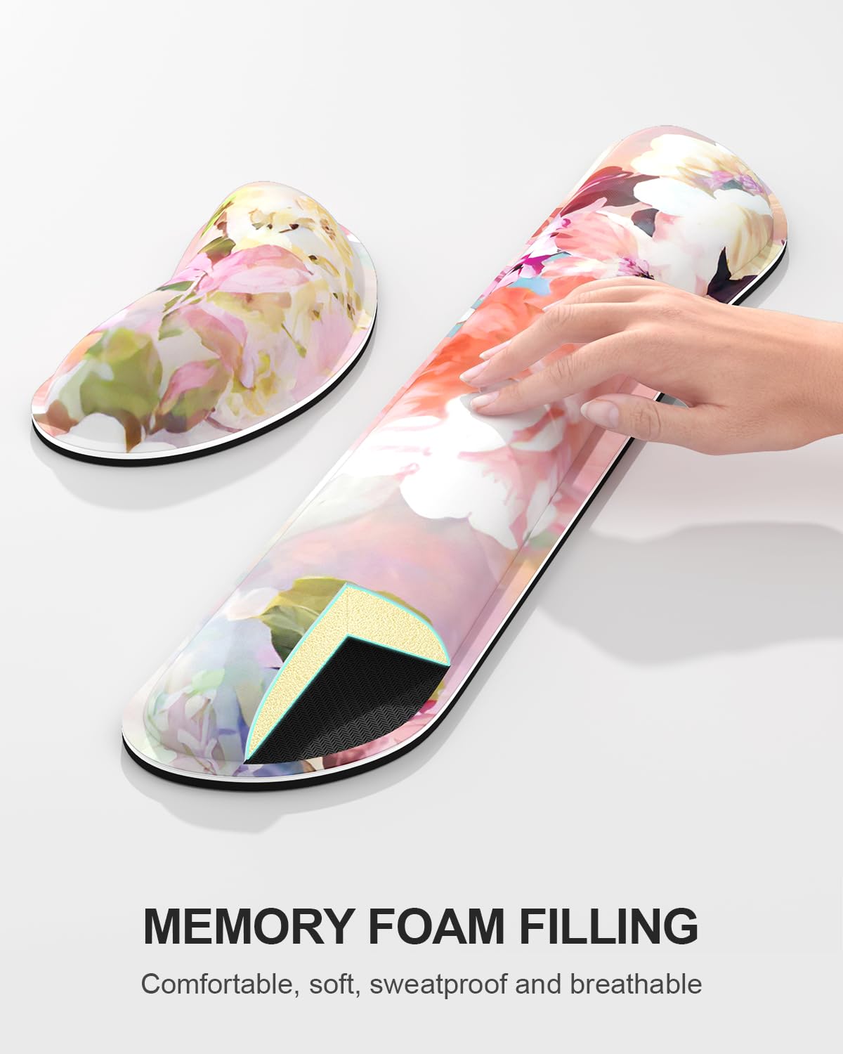 Auhoahsil Large Mouse Pad with Wrist Rests for Keyboard & Mouse, Thick Soft Ergonomic Memory Foam