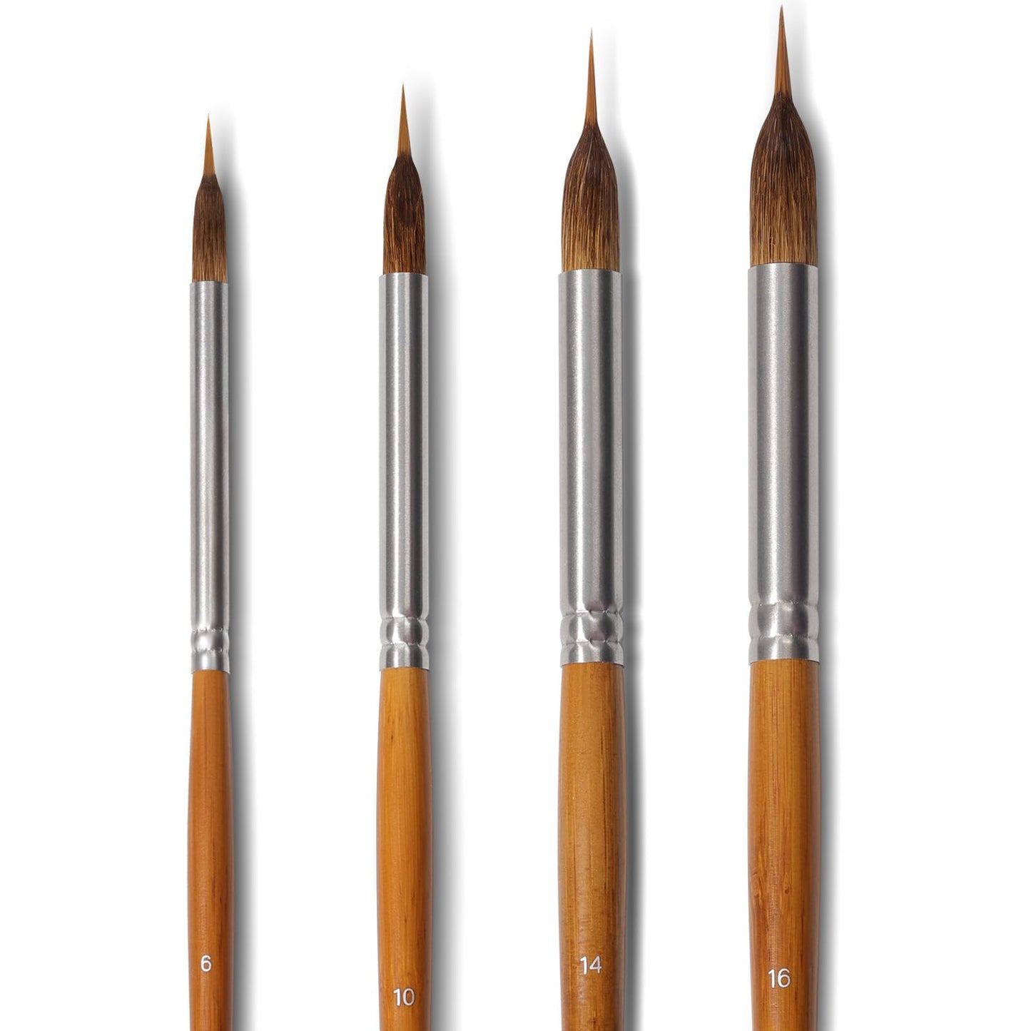 4-Piece Synthetic Extra Long Pinhead Watercolor Brush Set