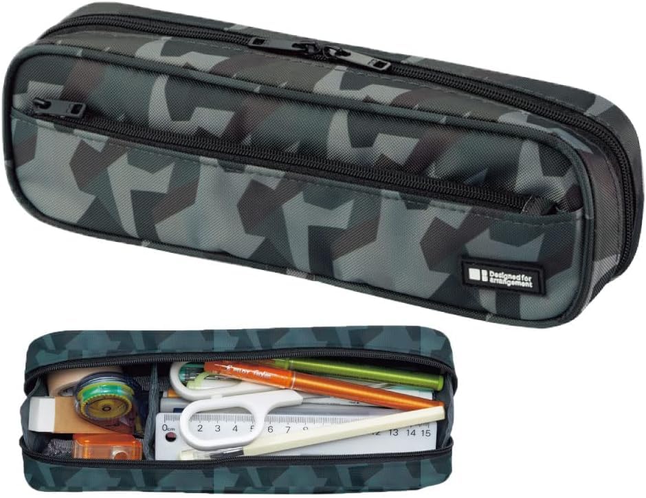 LIHIT LAB Large Capacity Zipper Long Pencil Case For School Office College, Big Capacity Pencil Bag