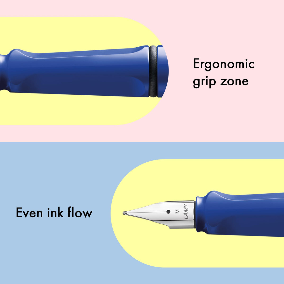 LAMY safari blue - Fountain Pen with ergonomic grip & polished steel nib in size B - ideal for any