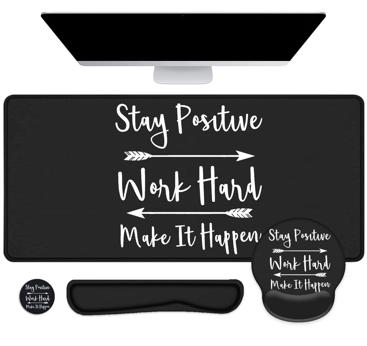 Large Desk Mat, Mouse Pad with Wrist Support, Keyboard Wrist Rest Set