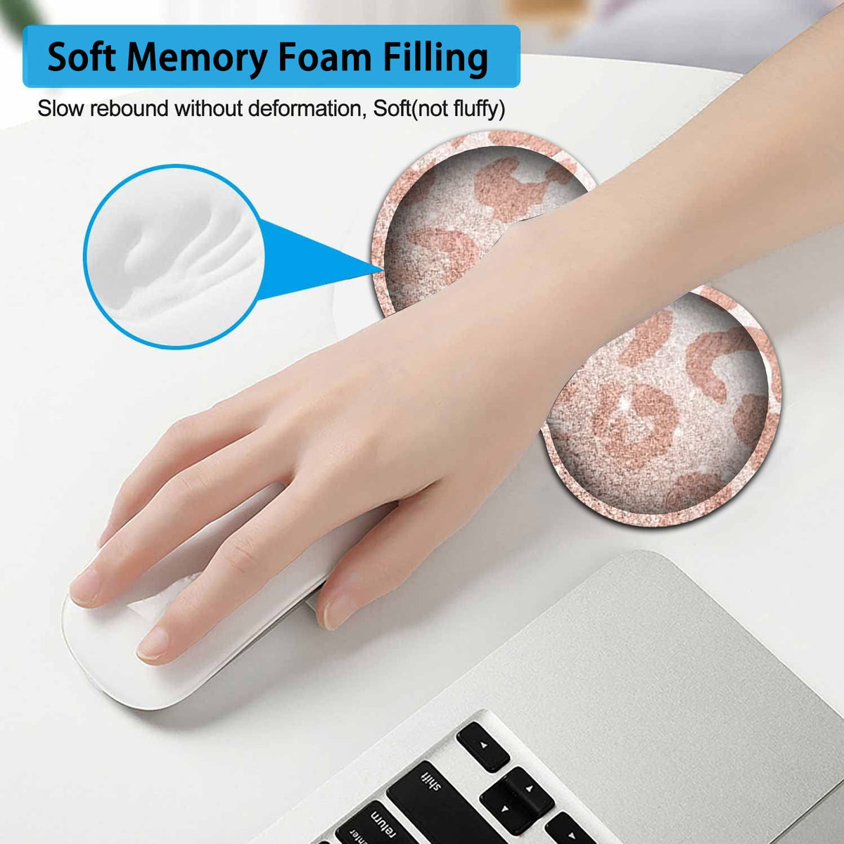 JVGFYNKL Pink Large Mouse Pad, Extended Office Desk Pad, 31.5x11.8in, Ergonomic Memory Foam Mouse