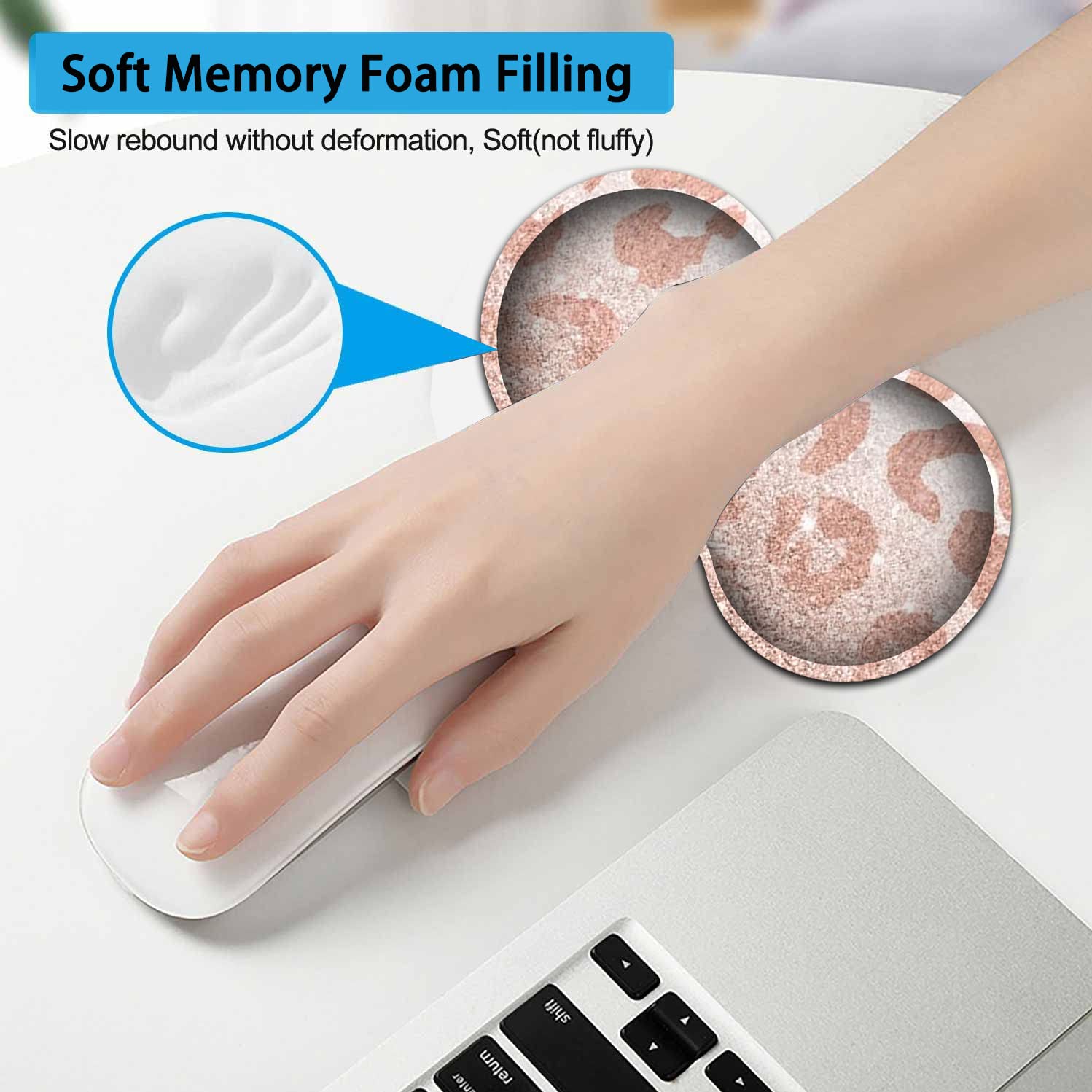 JVGFYNKL Pink Large Mouse Pad, Extended Office Desk Pad, 31.5x11.8in, Ergonomic Memory Foam Mouse