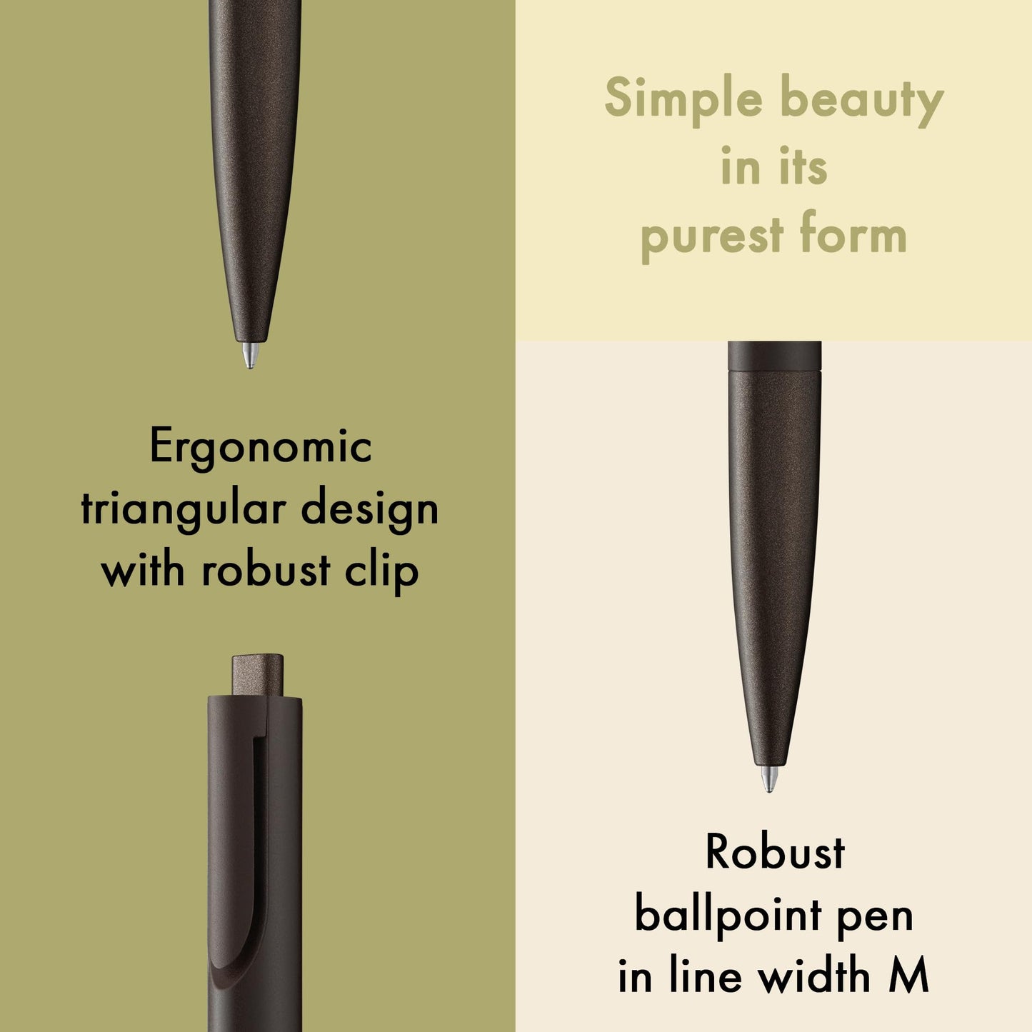 Lamy noto choc ballpoint pen - purist ballpoint pen with triangular plastic barrel - clip emerges