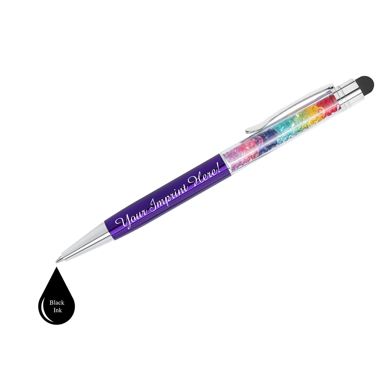 ExpressDesigns™ - Personalized Crystal Prism Pens with Stylus - Metal Gem Pen - Custom Metallic
