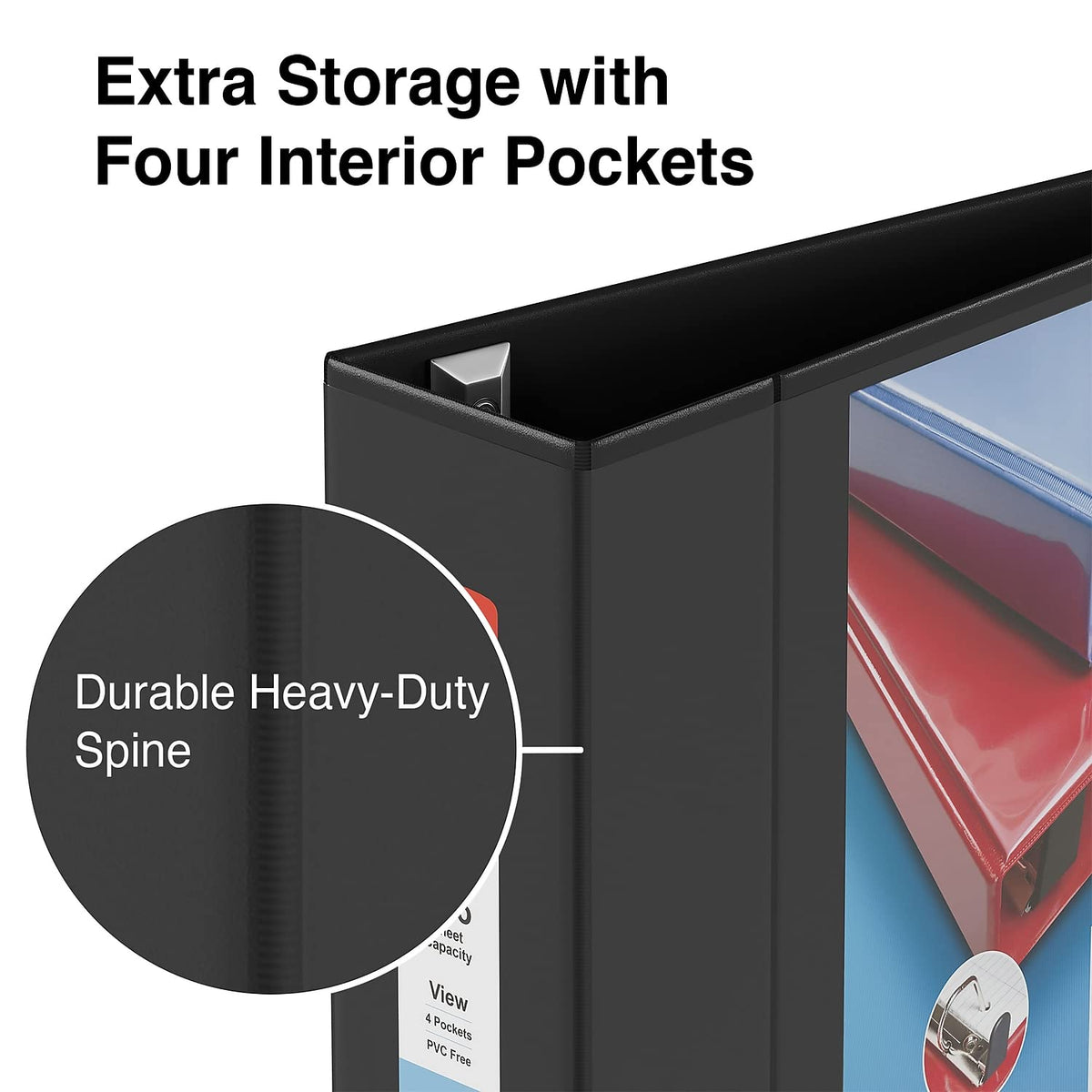 Staples Heavy-Duty 4-Inch D-Ring View Binder, Black, 1,000 Sheets