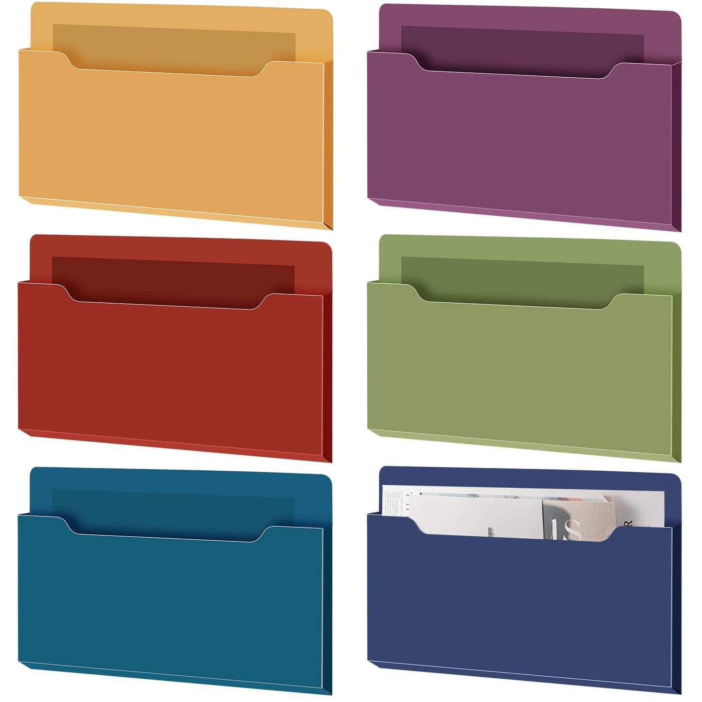 Fuutreo Magnetic Wall File Holder,6pcs,Dark Vintage,Horizontal-large